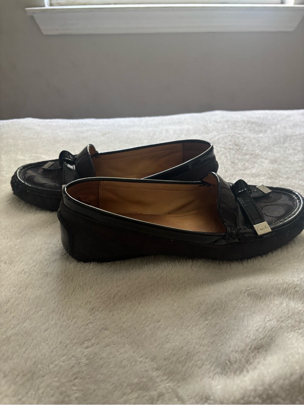 Coach Black Leather Penny Loafers for Women Size 8.5